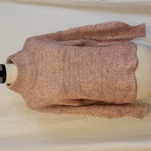 ANN TAYLOR MULTICOLORED PINK THICK CABLE KNIT SWEATER SHIMMER METALLIC SPARKLE